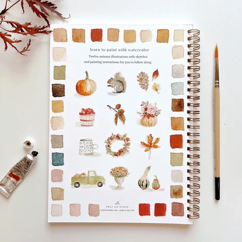 Cuaderno de trabajo de acuarela de otoño